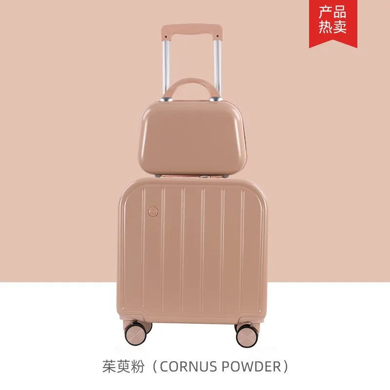 18 inch cabin suitcase, cute small lightweight suitcase fo girls and children, 20 inch trolley suitcase, mother and son suitcase