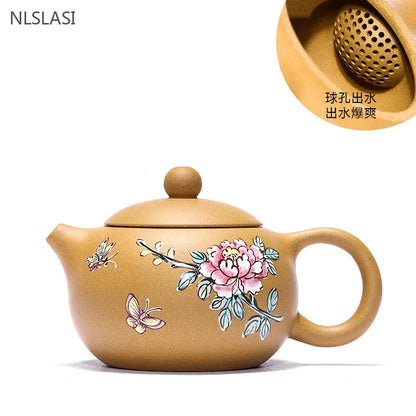 180ML Authentic Yixing Purple Clay Teapot Tradition Xishi Tea Pot Handmade Ball Hole Filter Tea Infuser Home Customized Teaware