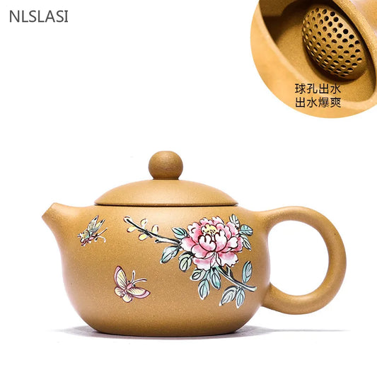 180ML Authentic Yixing Purple Clay Teapot Tradition Xishi Tea Pot Handmade Ball Hole Filter Tea Infuser Home Customized Teaware