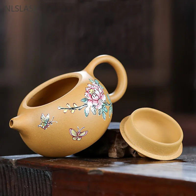 180ML Authentic Yixing Purple Clay Teapot Tradition Xishi Tea Pot Handmade Ball Hole Filter Tea Infuser Home Customized Teaware