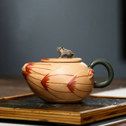 180ML Yixing Purple Clay Teapot Lotus Seeds Frog Zisha Tea Pot Tea Fun Handmade Kung Fu Tea Set Teaware