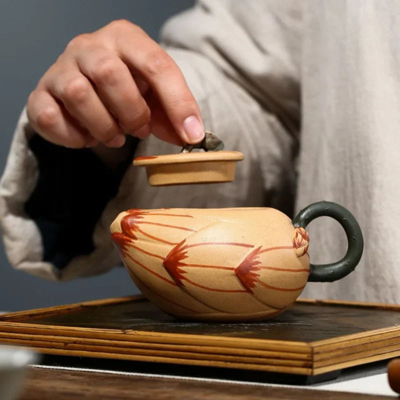 180ML Yixing Purple Clay Teapot Lotus Seeds Frog Zisha Tea Pot Tea Fun Handmade Kung Fu Tea Set Teaware