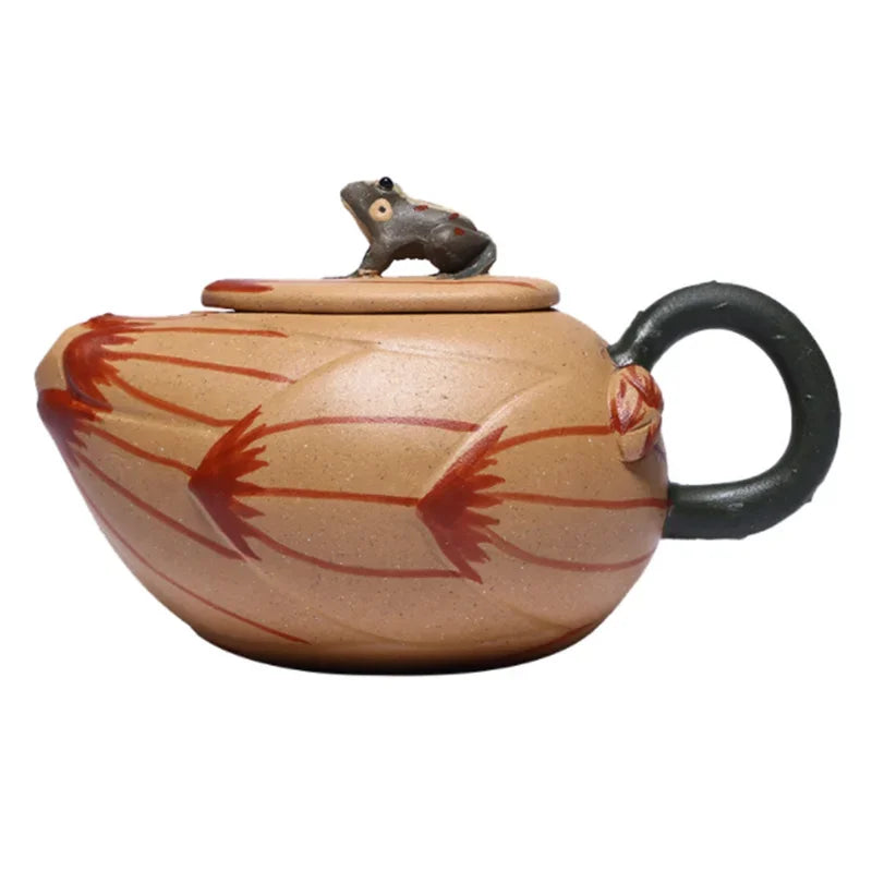 180ML Yixing Purple Clay Teapot Lotus Seeds Frog Zisha Tea Pot Tea Fun Handmade Kung Fu Tea Set Teaware