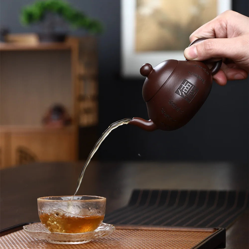 180cc Classic Yixing Purple Clay Tea Pot Zhu Mud 7 Hole Filter Beauty Kettle Handmade Custom Teapot Chinese Zisha Tea Infuser
