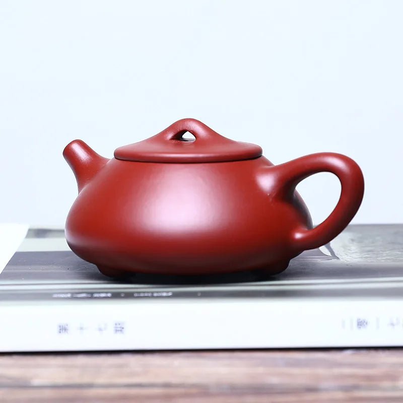 180cc Purple Clay Pot Stone Scoop  Zisha Teapot Yixing Handmade Pot Kung-fu Teaware Purple Clay Drinkware For Puer Green Black