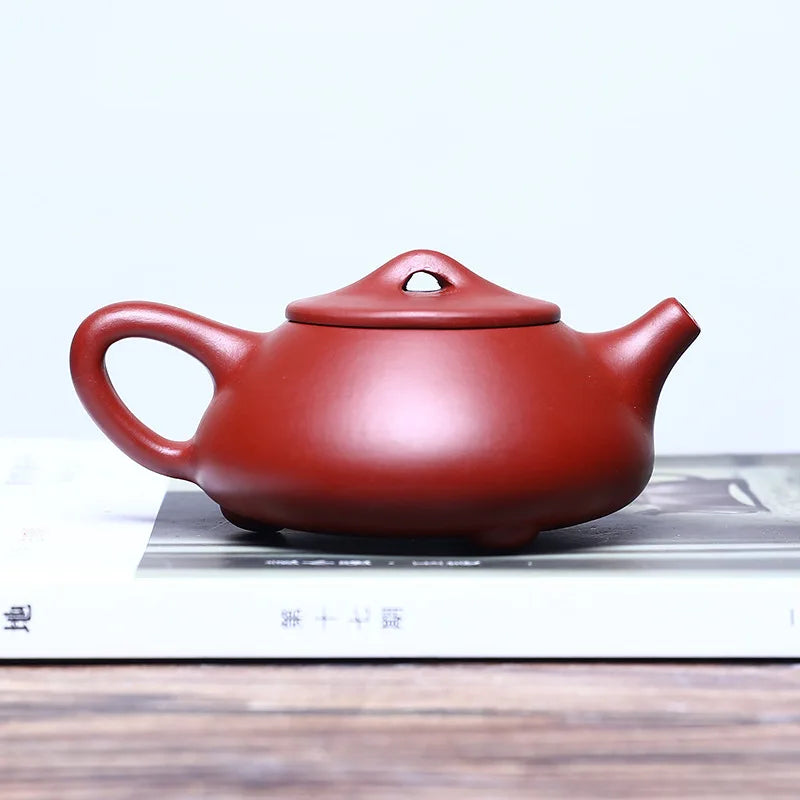 180cc Purple Clay Pot Stone Scoop  Zisha Teapot Yixing Handmade Pot Kung-fu Teaware Purple Clay Drinkware For Puer Green Black
