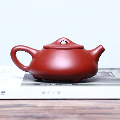 180cc Purple Clay Pot Stone Scoop  Zisha Teapot Yixing Handmade Pot Kung-fu Teaware Purple Clay Drinkware For Puer Green Black