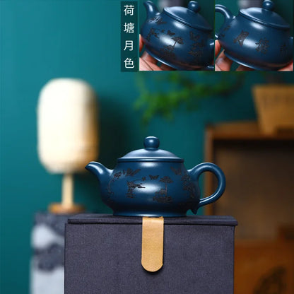 180cc Real Handmade Yixing Teapot Azure Clay Xishi Pot Chinese Kettle Kung Fu Zisha Tea Set Pure Teaware