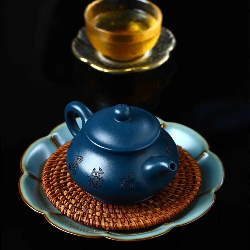 180cc Real Handmade Yixing Teapot Azure Clay Xishi Pot Chinese Kettle Kung Fu Zisha Tea Set Pure Teaware