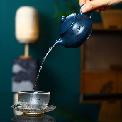 180cc Real Handmade Yixing Teapot Azure Clay Xishi Pot Chinese Kettle Kung Fu Zisha Tea Set Pure Teaware
