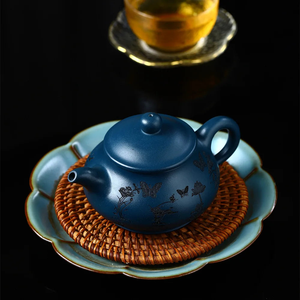 180cc Real Handmade Yixing Teapot Azure Clay Xishi Pot Chinese Kettle Kung Fu Zisha Tea Set Pure Teaware