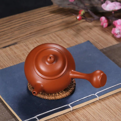 180cc  Teapot with Side-handle Pot Raw Ore Chaozhou Vermilion Red Mud Semi-Handmade Large Opening Easy To Get Tea Warm Tea Pot