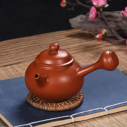 180cc  Teapot with Side-handle Pot Raw Ore Chaozhou Vermilion Red Mud Semi-Handmade Large Opening Easy To Get Tea Warm Tea Pot