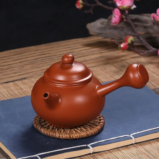 180cc  Teapot with Side-handle Pot Raw Ore Chaozhou Vermilion Red Mud Semi-Handmade Large Opening Easy To Get Tea Warm Tea Pot
