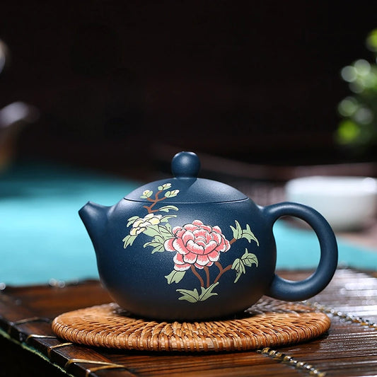 180cc Xing Purple Clay Pot Raw Ore Pure Handmade Raw Ore Day Blue Mash Peony Xishi Household Kung Fu Teapot Set