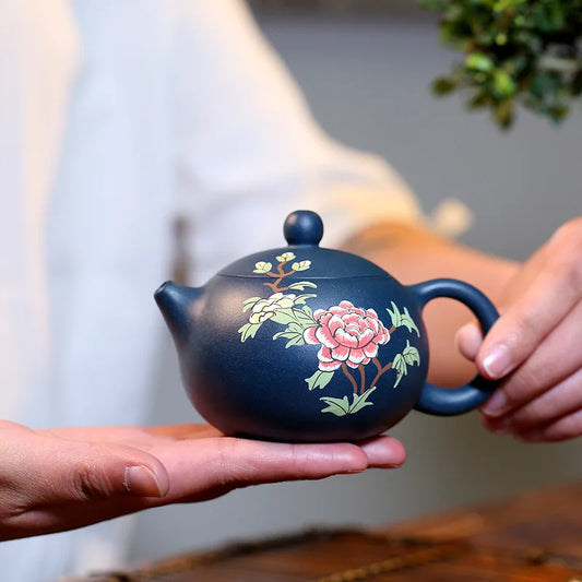 180cc Xing Purple Clay Pot Raw Ore Pure Handmade Raw Ore Day Blue Mash Peony Xishi Household Kung Fu Teapot Set