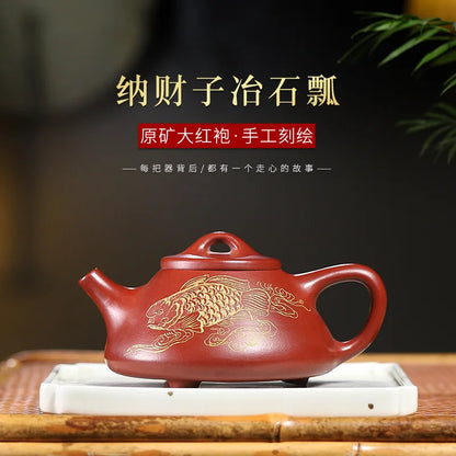 180cc Yixing Classic Tea Pot Purple Clay Stone Scoop Teapots Beauty Kettle Raw Ore Handmade Tea Set Authentic Tie Guanyin