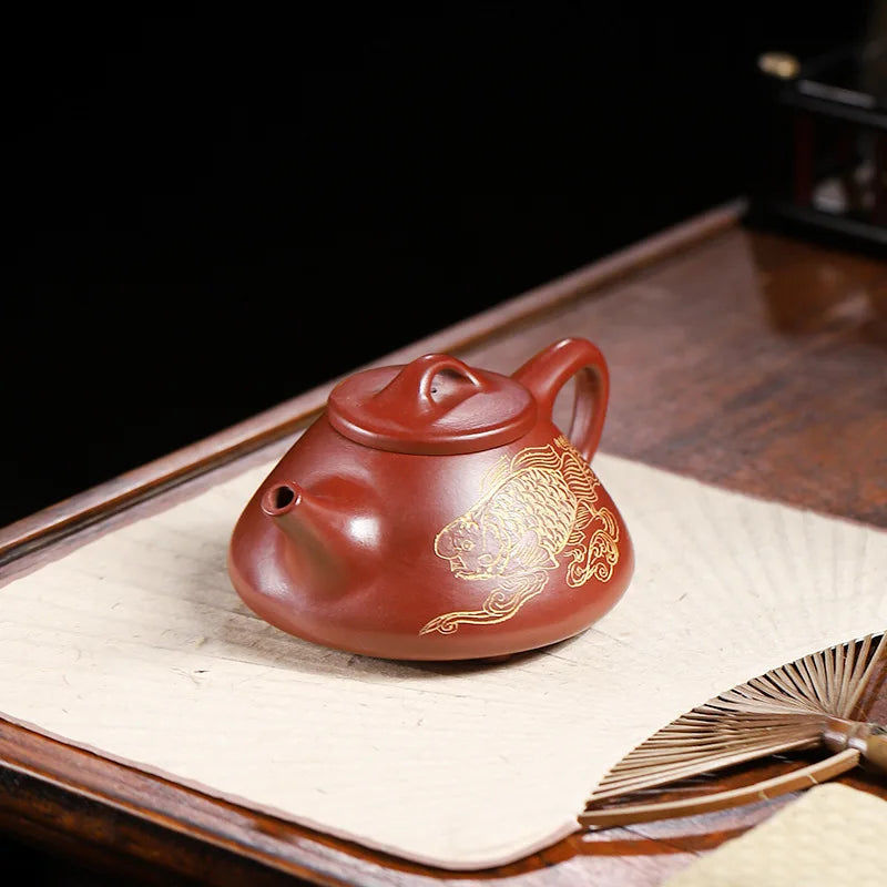 180cc Yixing Classic Tea Pot Purple Clay Stone Scoop Teapots Beauty Kettle Raw Ore Handmade Tea Set Authentic Tie Guanyin