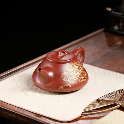 180cc Yixing Classic Tea Pot Purple Clay Stone Scoop Teapots Beauty Kettle Raw Ore Handmade Tea Set Authentic Tie Guanyin