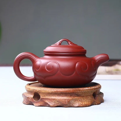 180ccYixing Teapot purple clay xishi Teapot Lotus seeds painted vermilion clay kettle Master handmade Tea pot ceremony supplies