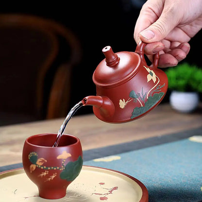180ml&260ml Hand Painted Yixing Teapot Handmade Purple Clay Green Tea Pot Kung Fu Zisha Teapot Tea Set