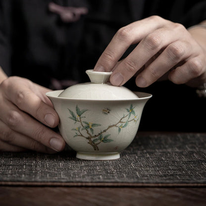 180ml Antique Gaiwan for Tea Ceramic Landscape Tureen with Lid Tea Making Teaware Chinese Cup Tea Ceremony Tea Bowl Chawan Gift