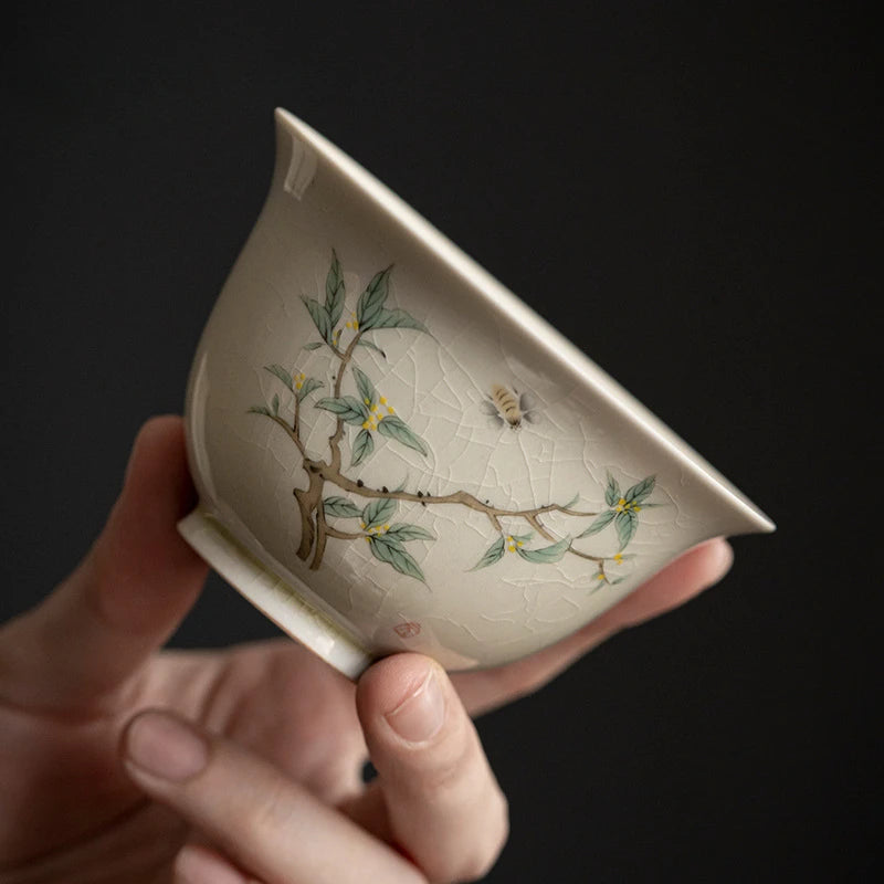 180ml Antique Gaiwan for Tea Ceramic Landscape Tureen with Lid Tea Making Teaware Chinese Cup Tea Ceremony Tea Bowl Chawan Gift