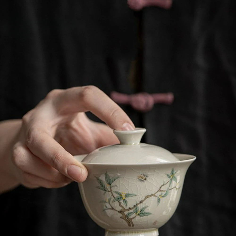 180ml Antique Gaiwan for Tea Ceramic Landscape Tureen with Lid Tea Making Teaware Chinese Cup Tea Ceremony Tea Bowl Chawan Gift