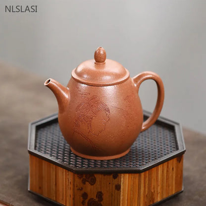 180ml Antique Yixing Purple Clay Tea Pot Hand-painted Beauty Filter Teapot Household Custom Tea Infuser Chinese Zisha Teaware
