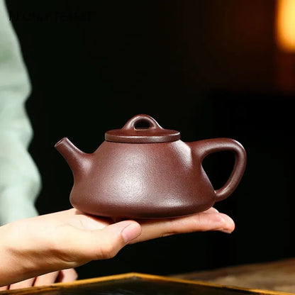 180ml Authentic Yixing Purple Clay Teapot Master Handmade Stone Scoop Tea Pot Raw Ore Beauty Kettle Chinese Zisha Tea Set