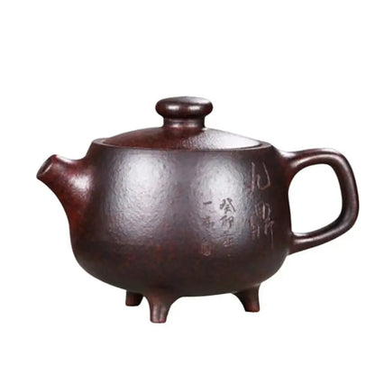 180ml Authentic Yixing Purple Clay Teapot Raw Ore Purple Mud Three-legged Jiuding Kettle Home Filter Tea Infuser Custom Tea Set