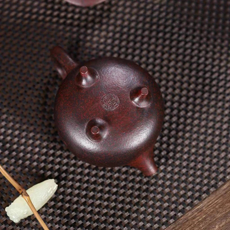 180ml Authentic Yixing Purple Clay Teapot Raw Ore Purple Mud Three-legged Jiuding Kettle Home Filter Tea Infuser Custom Tea Set