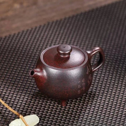 180ml Authentic Yixing Purple Clay Teapot Raw Ore Purple Mud Three-legged Jiuding Kettle Home Filter Tea Infuser Custom Tea Set