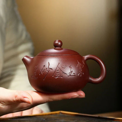 180ml Authentic Yixing Purple Clay Teapots Famous Handmade Xishi Tea Pot Raw Ore Purple Zhu Mud Kettle Chinese Zisha Tea Set