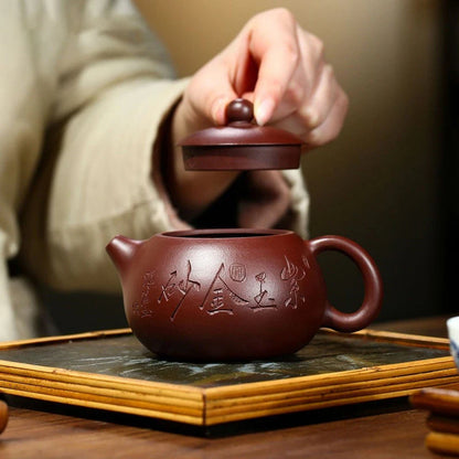 180ml Authentic Yixing Purple Clay Teapots Famous Handmade Xishi Tea Pot Raw Ore Purple Zhu Mud Kettle Chinese Zisha Tea Set