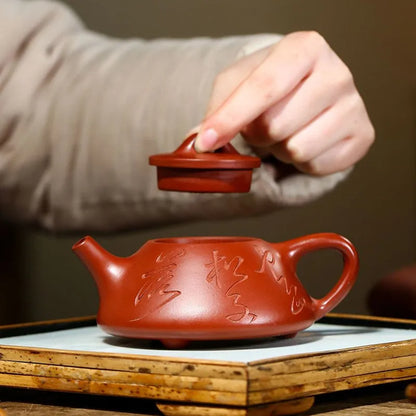 180ml Authentic Yixing Purple Clay Teapots Handmade Stone Scoop Tea Pot Raw Ore Dahongpao Beauty Kettle Chinese Zisha Tea Set