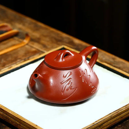 180ml Authentic Yixing Purple Clay Teapots Handmade Stone Scoop Tea Pot Raw Ore Dahongpao Beauty Kettle Chinese Zisha Tea Set