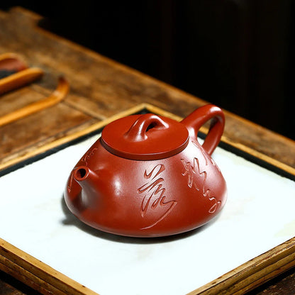 180ml Authentic Yixing Purple Clay Teapots Handmade Stone Scoop Tea Pot Raw Ore Dahongpao Beauty Kettle Chinese Zisha Tea Set