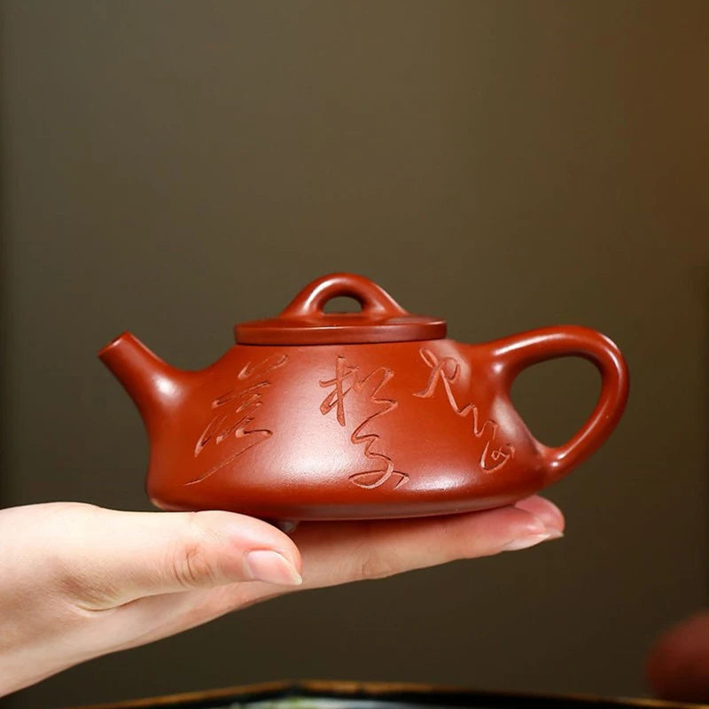 180ml Authentic Yixing Purple Clay Teapots Handmade Stone Scoop Tea Pot Raw Ore Dahongpao Beauty Kettle Chinese Zisha Tea Set