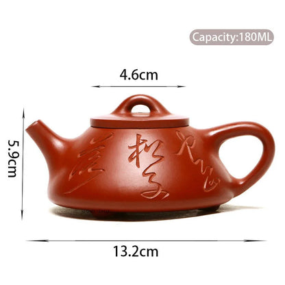 180ml Authentic Yixing Purple Clay Teapots Handmade Stone Scoop Tea Pot Raw Ore Dahongpao Beauty Kettle Chinese Zisha Tea Set