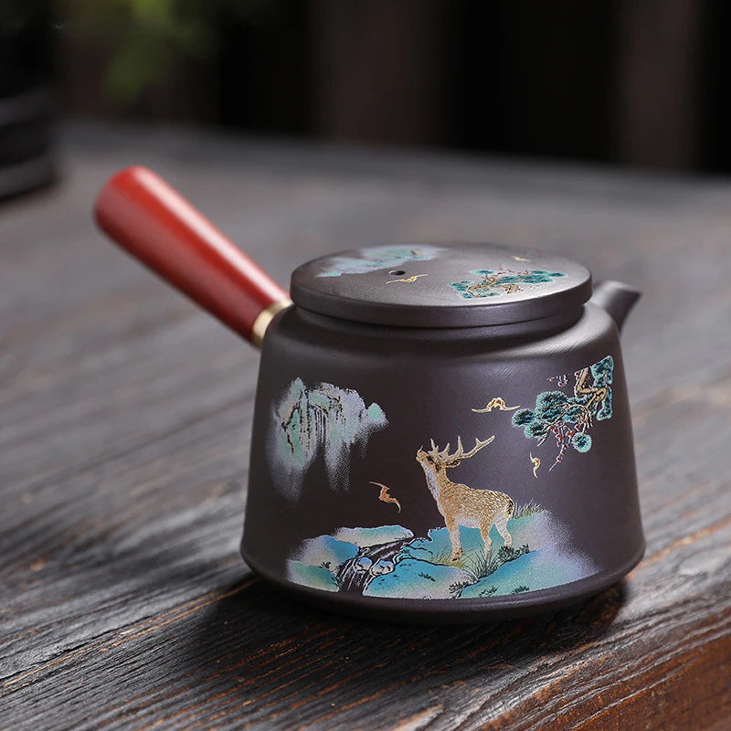 180ml Chinese Purple Clay Side Handle Tea Pot Retro Tea Accessories Home Beauty Tea Infuser Custom Zisha Teapot Filter Teaware