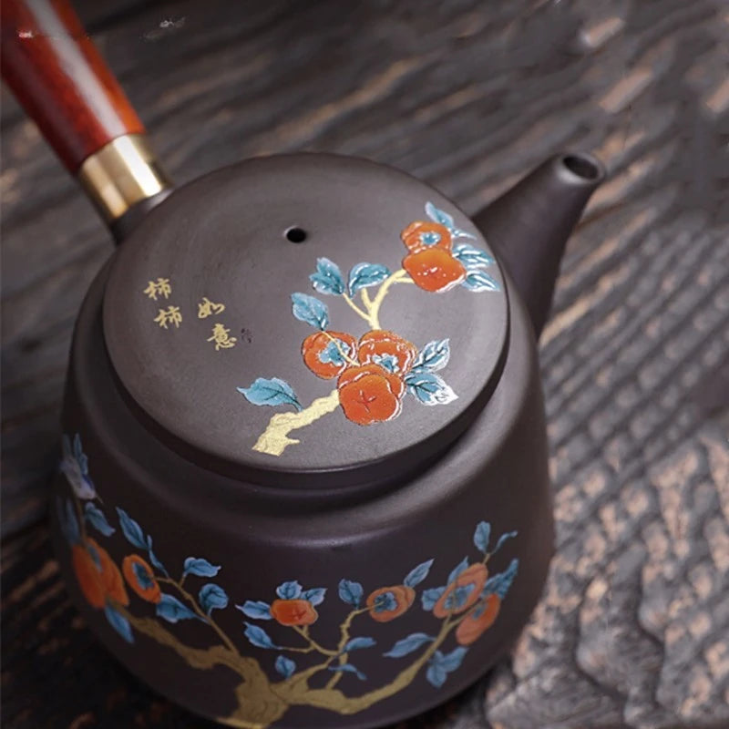 180ml Chinese Purple Clay Side Handle Tea Pot Retro Tea Accessories Home Beauty Tea Infuser Custom Zisha Teapot Filter Teaware