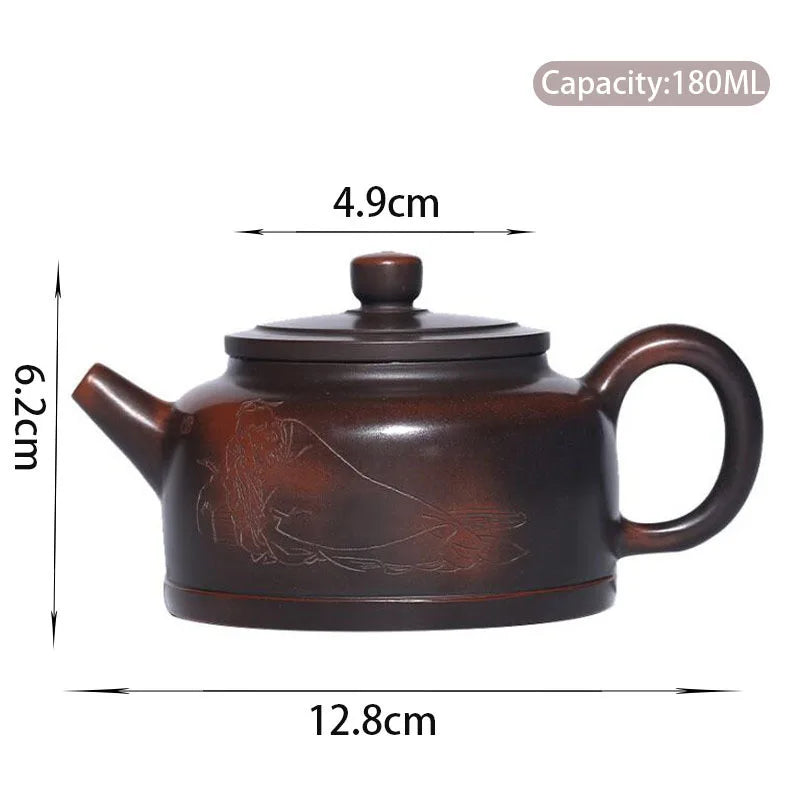 180ml Chinese Traditional Yixing Purple Clay Teapots Authentic Handmade Ball Hole Filtration Tea Pot Beauty Kettle Zisha Tea Set