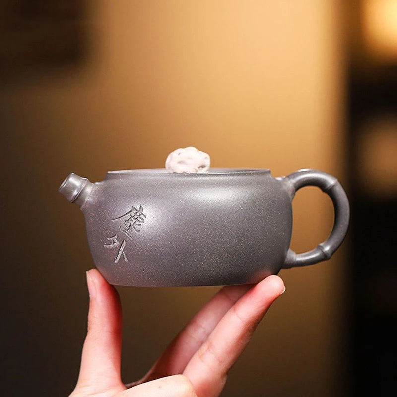180ml Chinese Yixing Famous Artists Purple Clay Teapots Handmade Tea Pot Raw Ore Grey Section Mud Kettle Zisha Tea Set Teaware