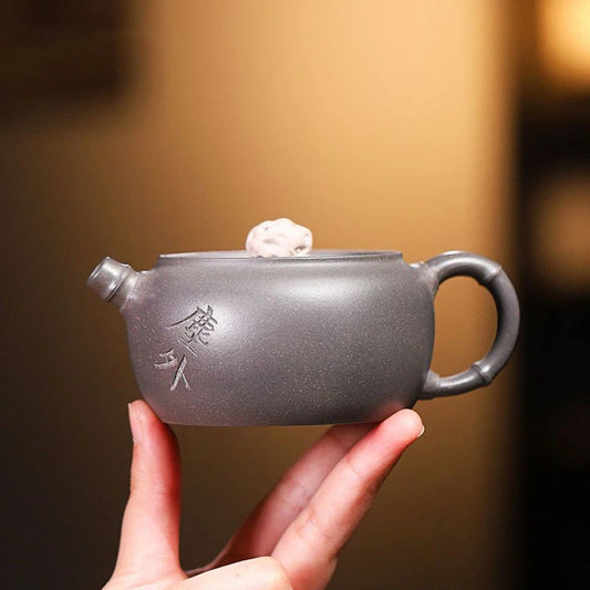 180ml Chinese Yixing Famous Artists Purple Clay Teapots Handmade Tea Pot Raw Ore Grey Section Mud Kettle Zisha Tea Set Teaware