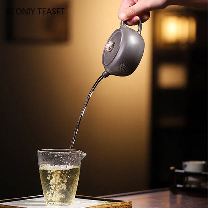 180ml Chinese Yixing Famous Artists Purple Clay Teapots Handmade Tea Pot Raw Ore Grey Section Mud Kettle Zisha Tea Set Teaware