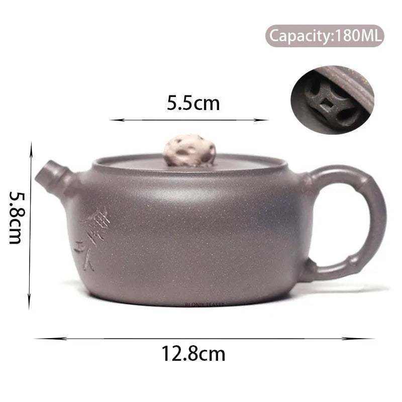 180ml Chinese Yixing Famous Artists Purple Clay Teapots Handmade Tea Pot Raw Ore Grey Section Mud Kettle Zisha Tea Set Teaware