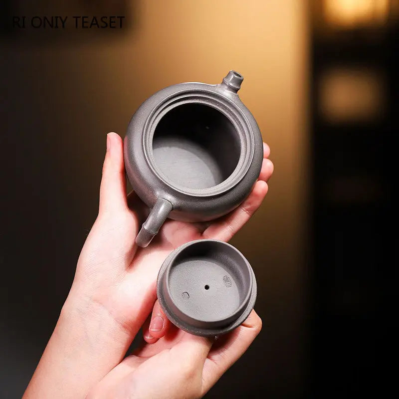 180ml Chinese Yixing Famous Artists Purple Clay Teapots Handmade Tea Pot Raw Ore Grey Section Mud Kettle Zisha Tea Set Teaware