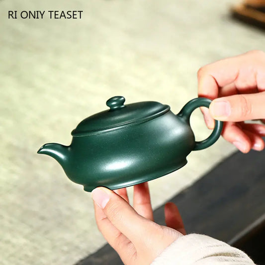 180ml Chinese Yixing Famous Purple Clay Teapot Handmade Tea Pot Raw Ore Green Mud Kettle High-end Zisha Tea Set Collection