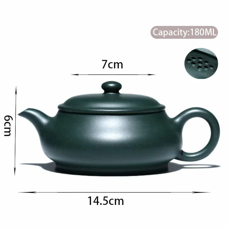 180ml Chinese Yixing Famous Purple Clay Teapot Handmade Tea Pot Raw Ore Green Mud Kettle High-end Zisha Tea Set Collection